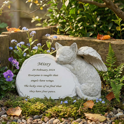 Personalized Garden Cat Memorial Stone - Peaceful Sleeping Kitten Angel Statue for Garden, Remembrance, cat memorial for graver and Loss - Pet Sympathy GiftCat Outdoor Memorial Gifts Gifts for Kitty - Image 14