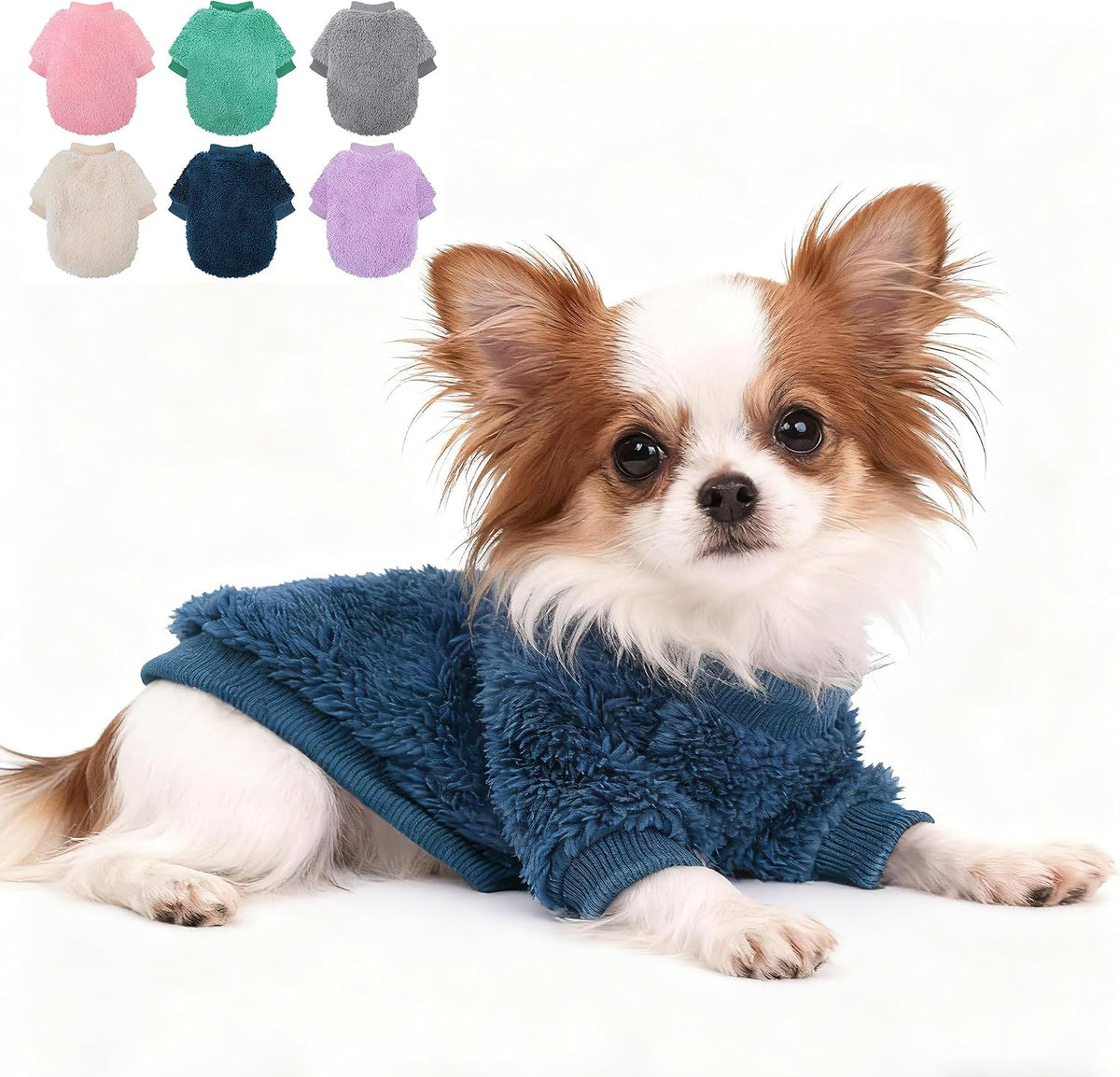 Back view of pink fleece dog sweater showing precise body length coverage