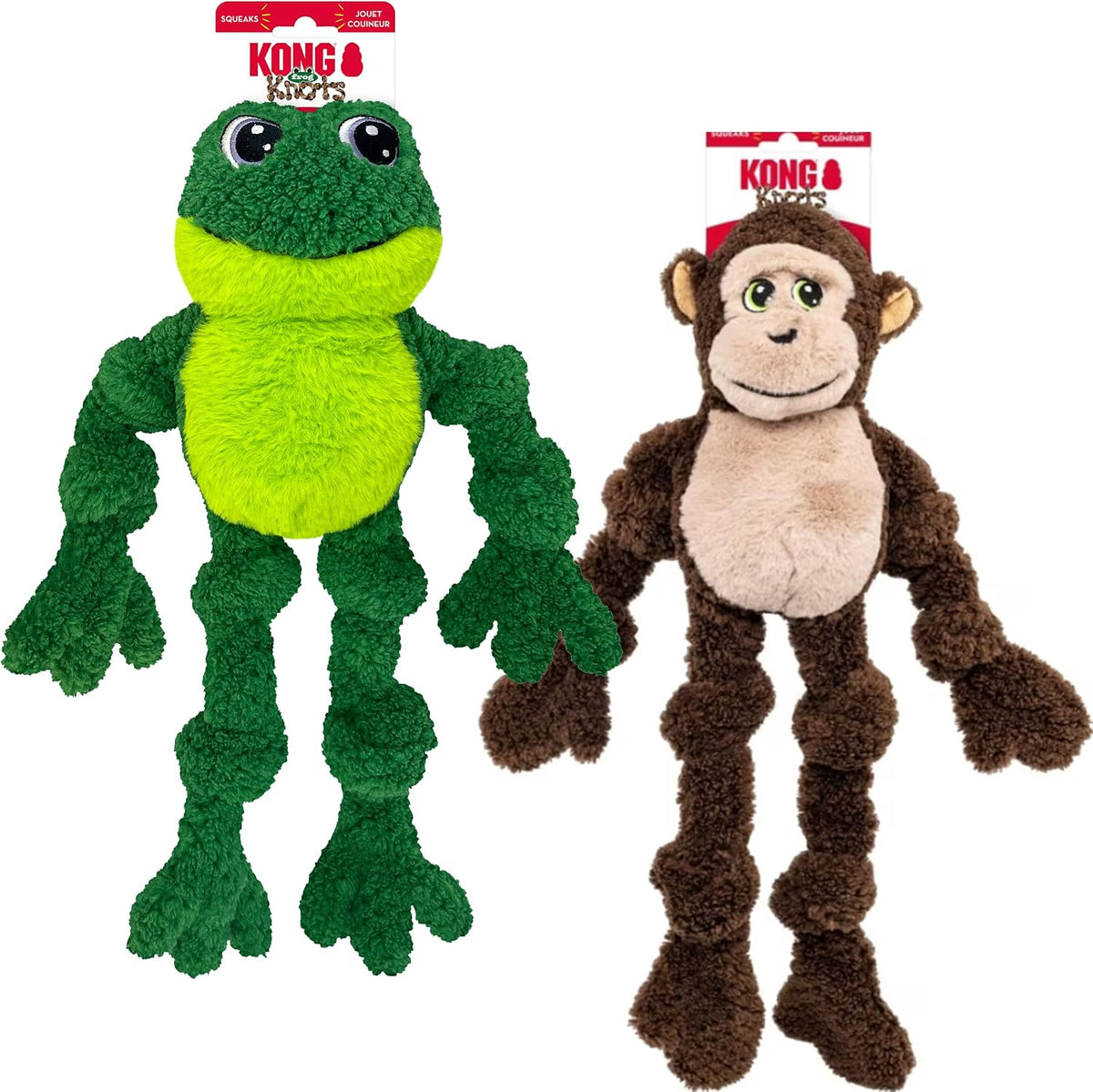 KONG Floppy Knots - Durable NoStuffing Squeaky Rope & Plush Dog Toy - for Teething, Playing - Monkey - for Large/X-Large Dogs - Image 10