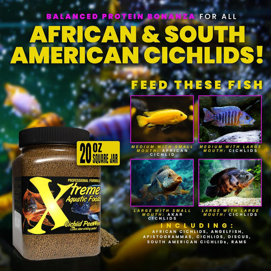 Nutritional information label on Xtreme Aquatic Foods 20 ounce container