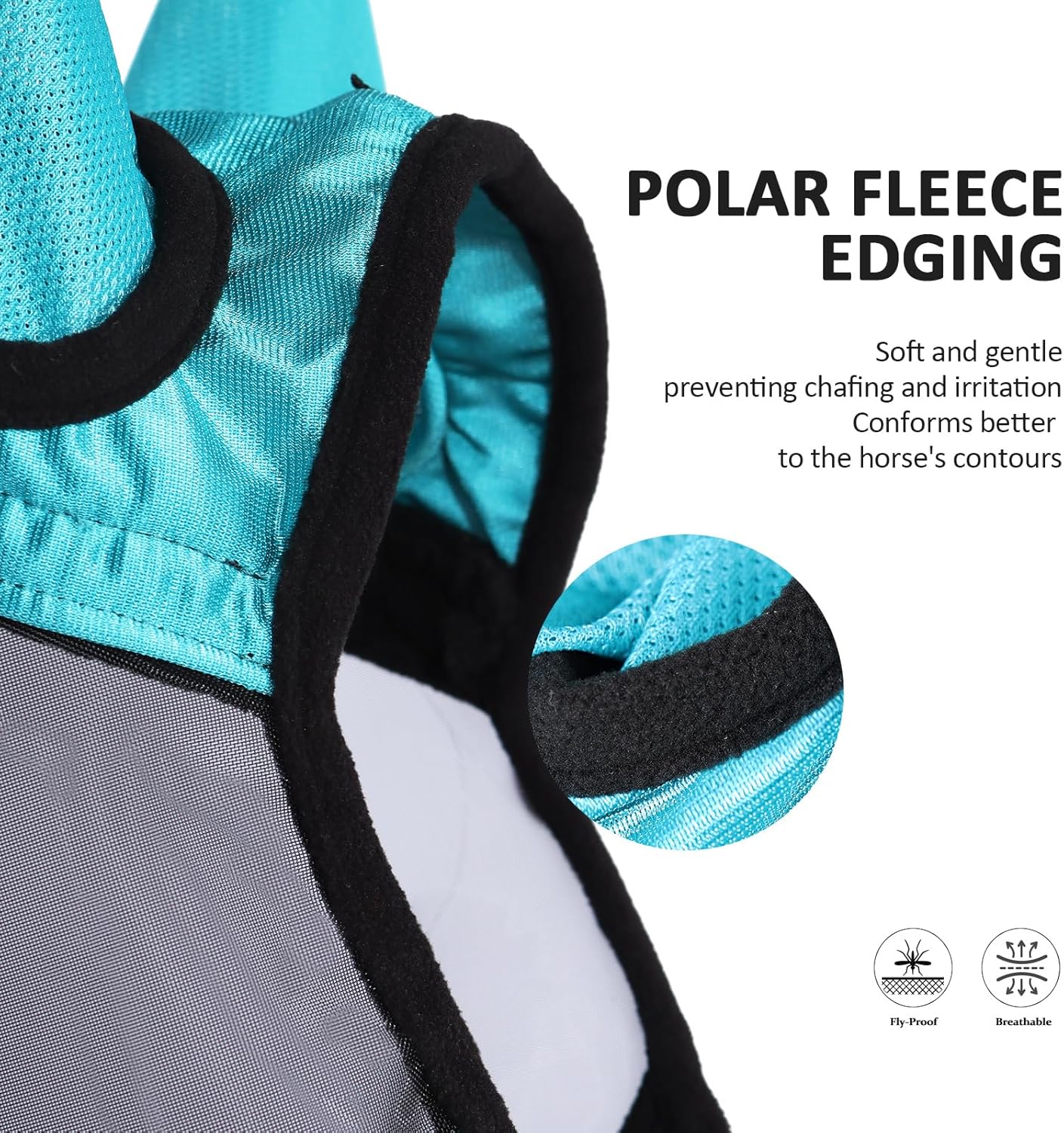 Adjustable touch-and-go straps on Harrison Howard horse mask