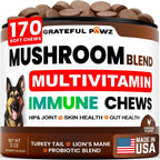Vet Promise Turkey Tail Mushroom Supplement for Dogs front packaging view showing 170 soft chews container