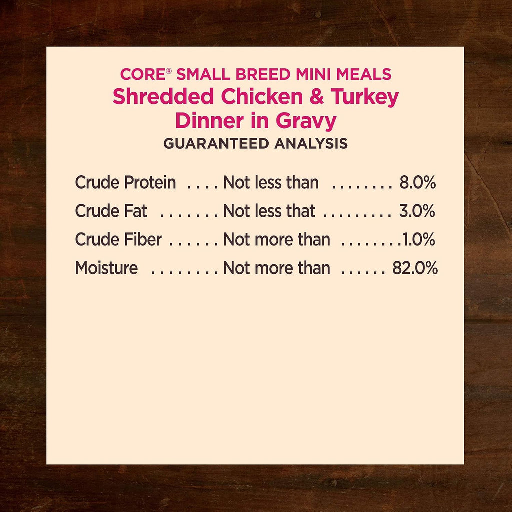 Wellness Core poultry dinner shredded protein in gravy