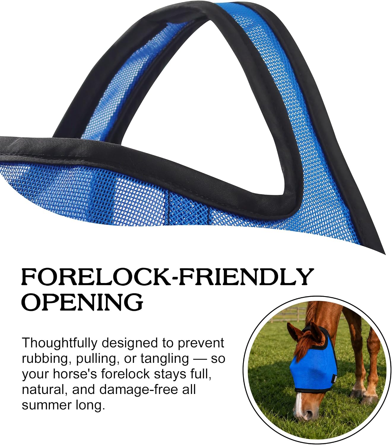 HackFond fly mask forelock opening detail