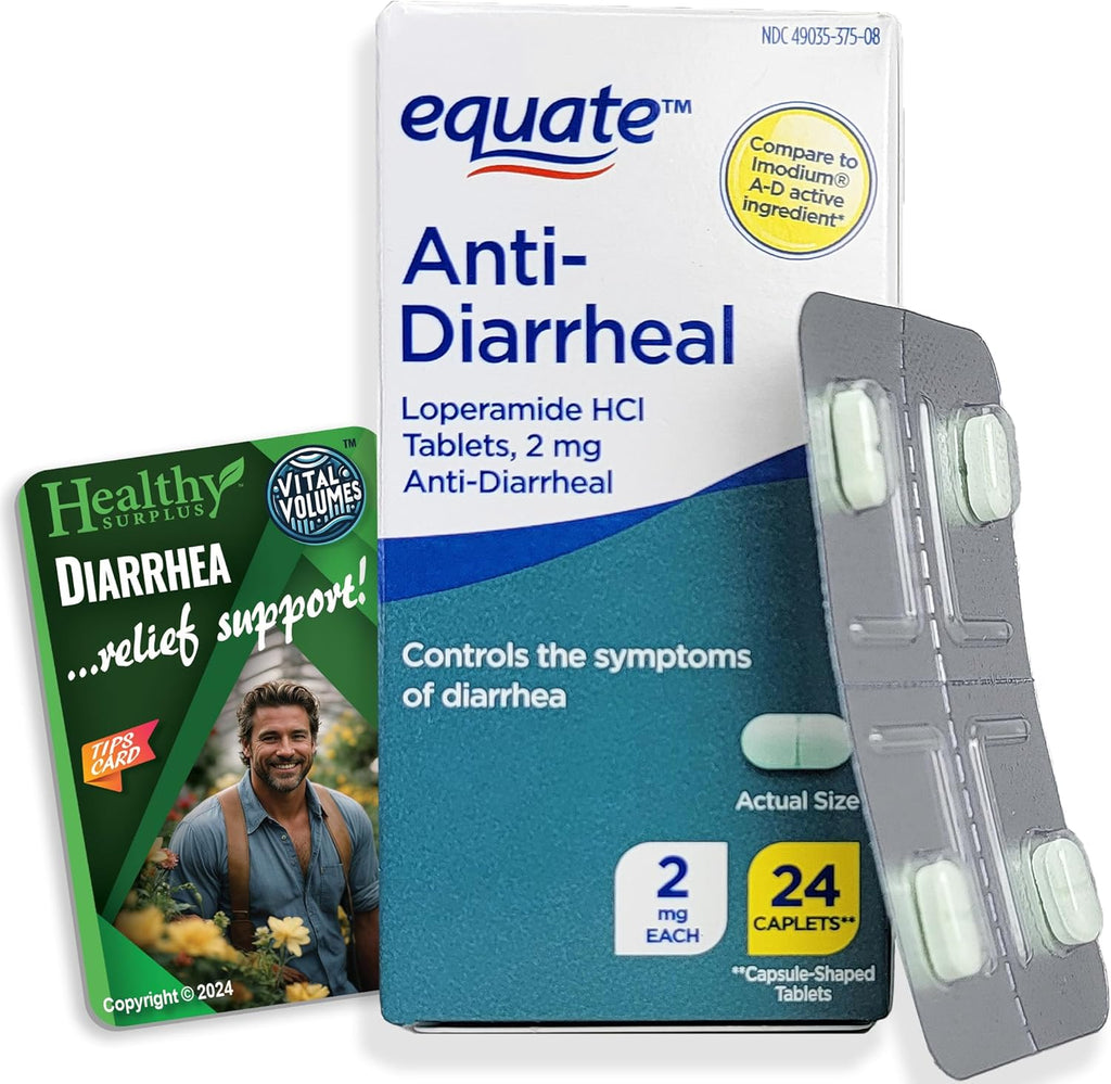 Healthy Surplus Equate Anti Diarrheal Loperamide Hydrochloride 2 mg front packaging view