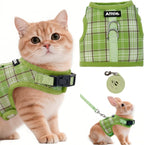 AIITLE Bunny Harness and Leash Set Escape Proof - Magic Tape Design, Lightweight Plaid Pattern Mesh Padding, No Pull No Choke for Puppy Cat Rat Squirrel Ferret, Outdoor Walking Running, Beige S - Image 11