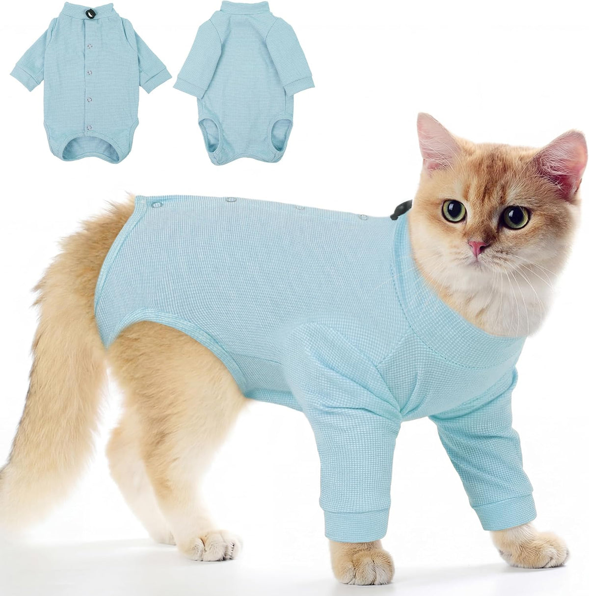 Pumyporeity Adjustable Cat Recovery Shirt blue front view