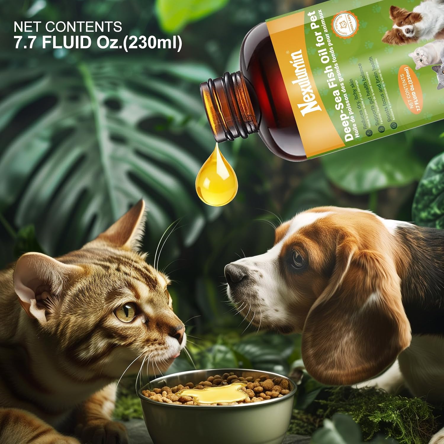 Salmon Oil for Dogs and Cats - Natural Omega-3 - Skin and Coat Care - Liquid Pet Food Supplement - Provides Fatty Acids for Joint Function - (230ml/1 Bottle) - Image 9