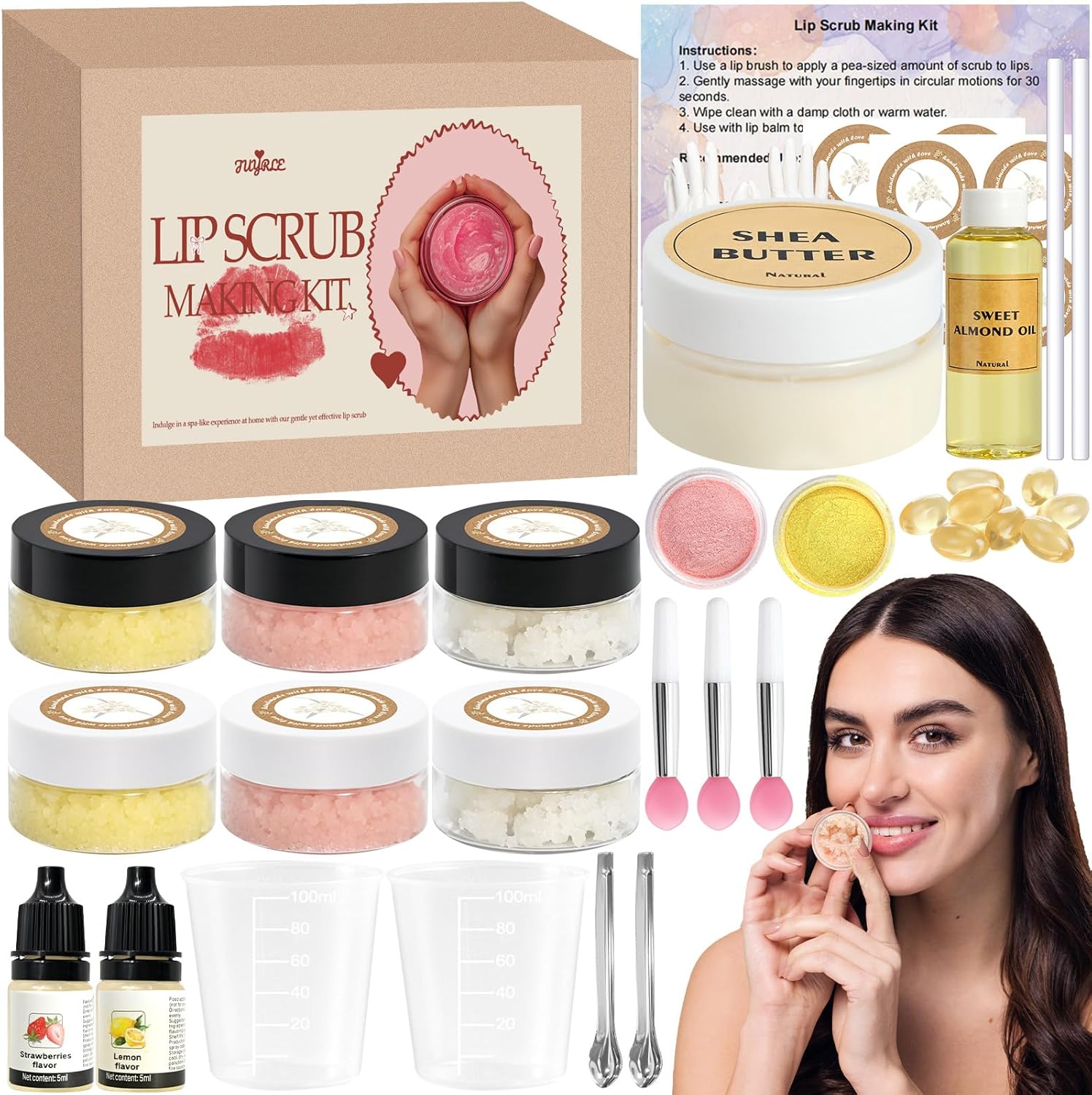Juyrle sugar lip scrub making kit front view of packaging
