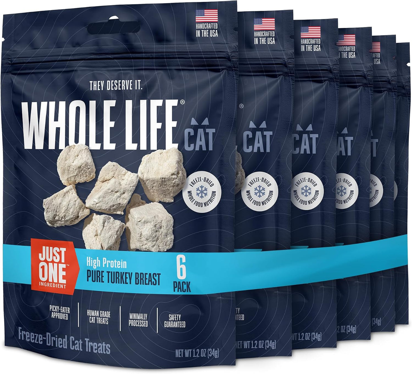 Whole Life Cat Just One Turkey Freeze Dried Cat Treats - Human Grade High Protein Food, Healthy Training Snacks, Freeze Dried Turkey Food Toppers, USA Made Natural Treats - 1.2 oz (Pack of 1) - Image 9