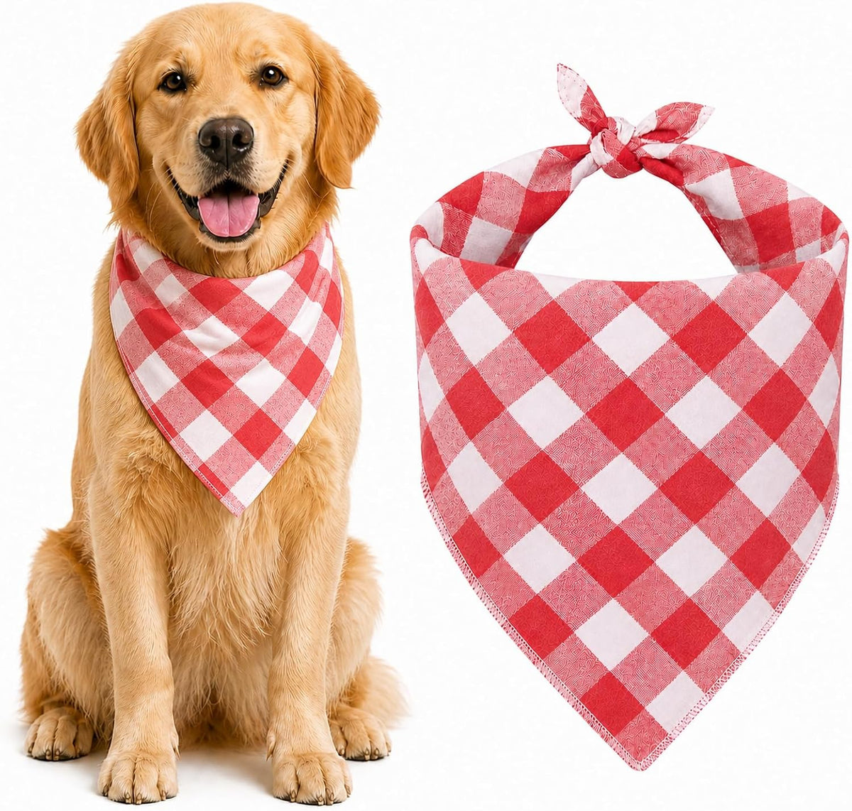 Blue & White Plaid Dog Bandana 1 Pack, Soft Cotton Blend Square Pet Scarf for Medium Dogs, Lightweight Breathable Kerchief, Fits Neck Up to 18 Inches - Image 10