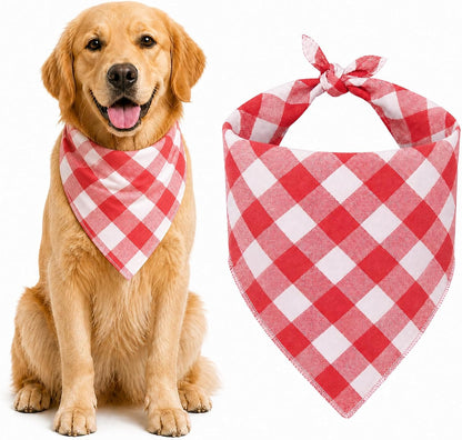 Blue & White Plaid Dog Bandana 1 Pack, Soft Cotton Blend Square Pet Scarf for Medium Dogs, Lightweight Breathable Kerchief, Fits Neck Up to 18 Inches - Image 10