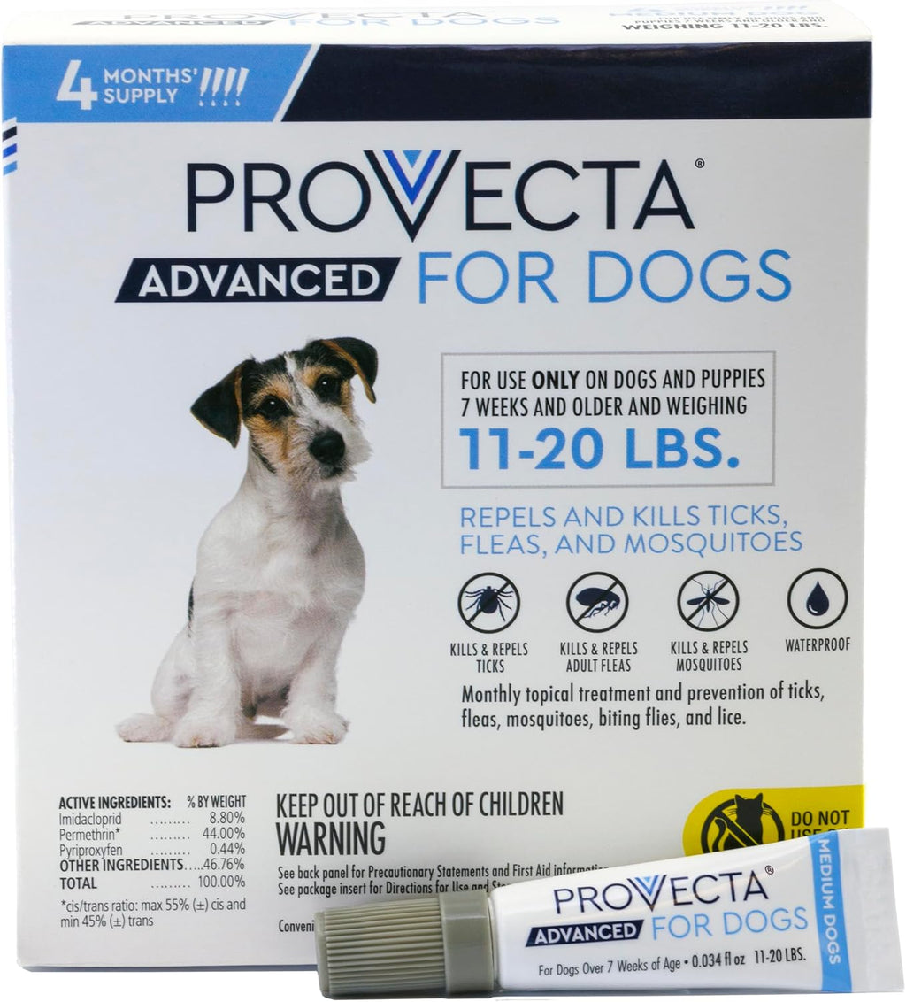 Provecta flea and tick treatment for dogs eleven to twenty pounds application tubes