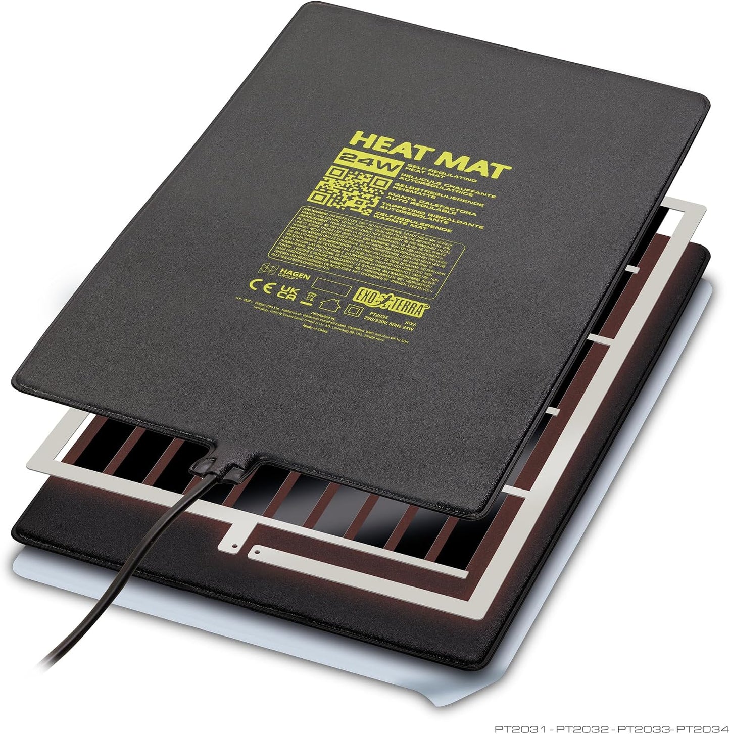 Close up view of the power cord attachment and sealed safety edge of the Exo Terra mat