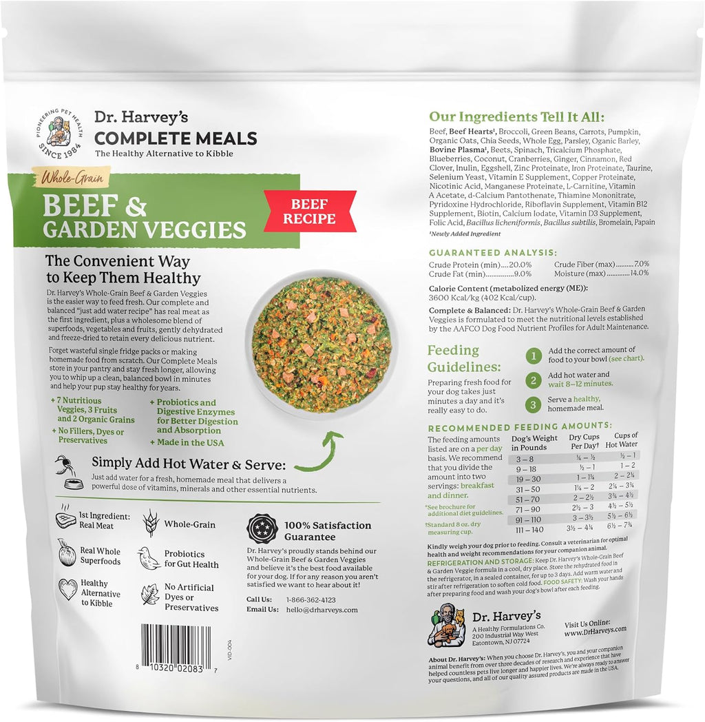 Authentic imported pet food bag highlighting real beef protein content and gut health support ingredients