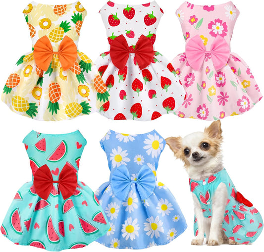 BAOBICUTE floral summer dog dresses front view showing colorful patterns