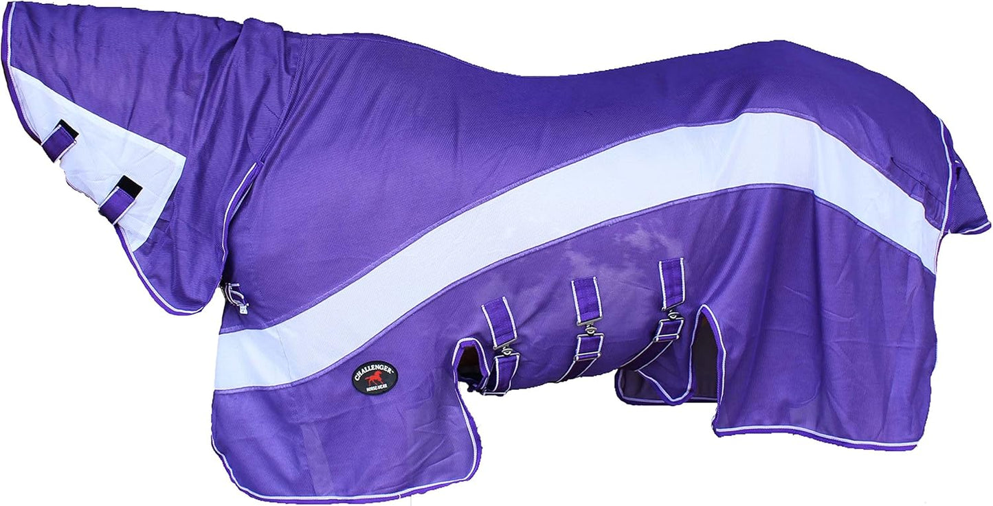 Challenger Horse Summer Scrim Mesh Full Neck Light Fly Sheet Bellyband Purple 73102 - Image 14