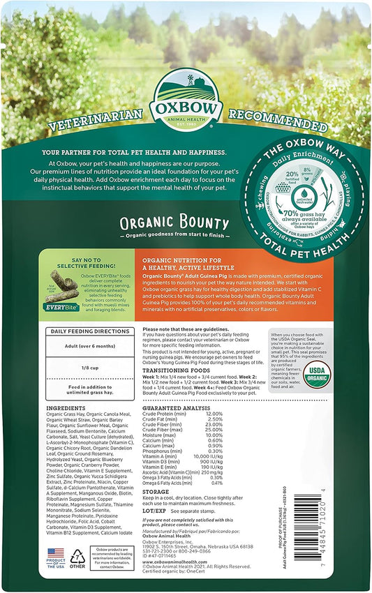 Organic guinea pig pellets made with USA timothy hay close up view