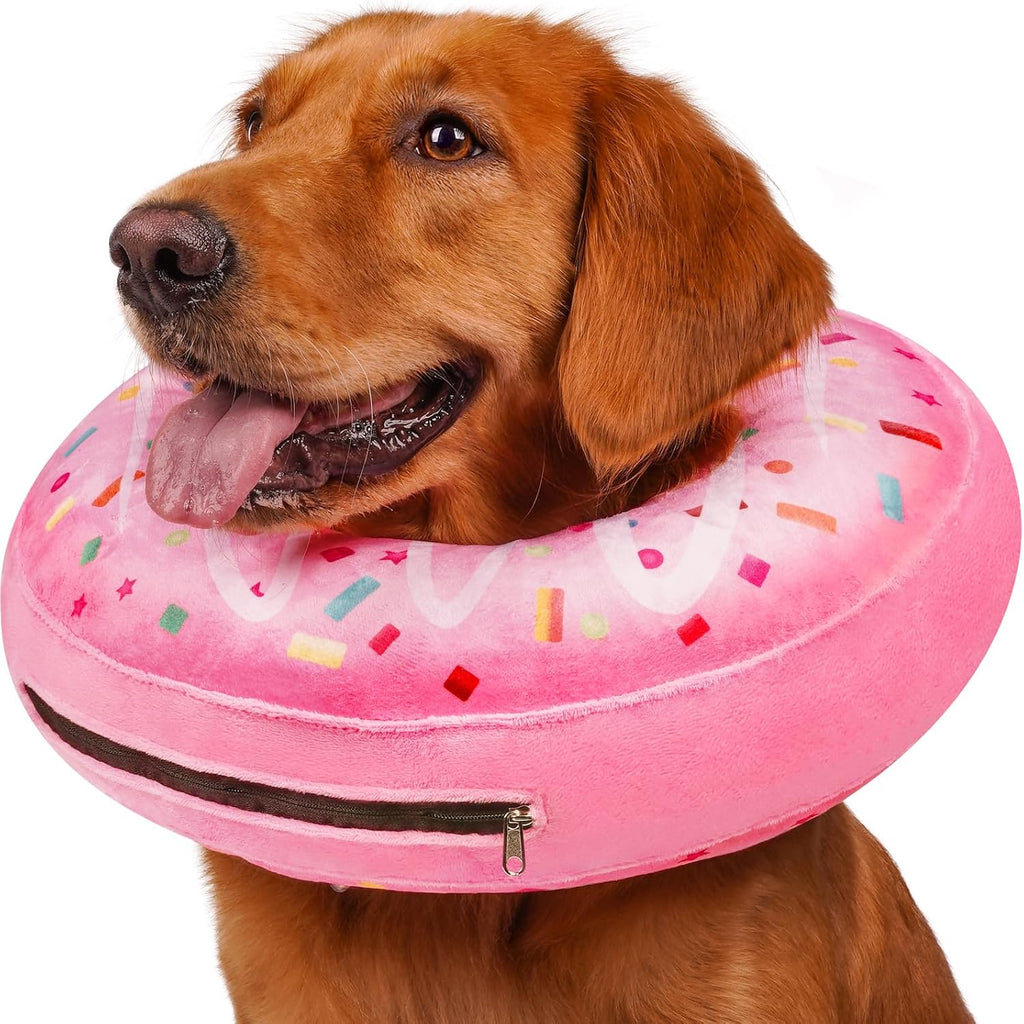 Comfortable velvet post operative dog neck pillow close up