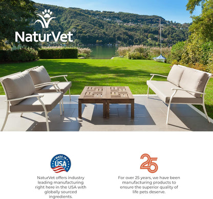NaturVet pet urine lawn treatment bottle on garden background