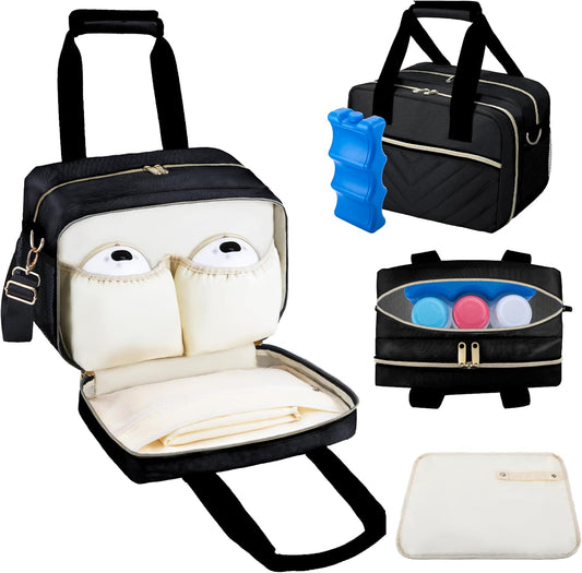 GDNasist breastmilk cooler bag front view with pump storage