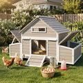 Large Chicken Coop for 4 - 6 Chickens with 6 Nesting Boxes, Wooden Outdoor Hen House with Pull-Out Tray, Backyard Chicken Coop with Weatherproof Openable Roof, 3 Perches, Expandable Run(61"L x 33.5"W) - Image 1