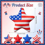 Close up of patriotic plush star dog toy with squeaker feature