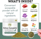 Wholistic Pet Organics Feline Complete nutritional facts panel and ingredients