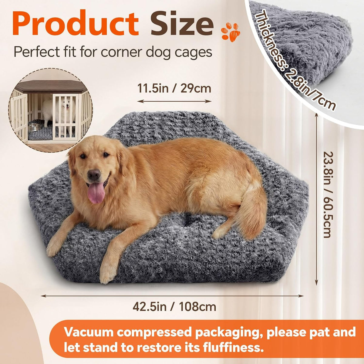 Fanfanwin corner dog bed showing plush texture