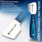 FLAMIA & JABZ FJ Professional Stripping Knife kit (6 pieces set) for Dogs & Pets, Wooden Handle Grip with Stainless Steel Blade (Right handed) (Blue) - Image 9