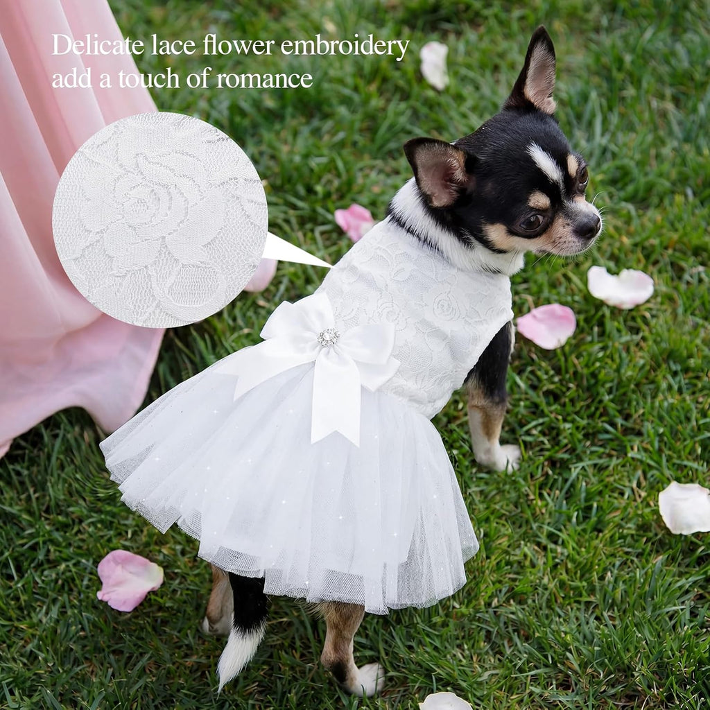 XPUDAC small pet formal outfit highlighting the large satin bow knot on the back.
