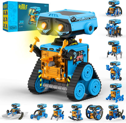 AESGOGO 12 in 1 STEM solar power robot kit front packaging view featuring various educational toy models