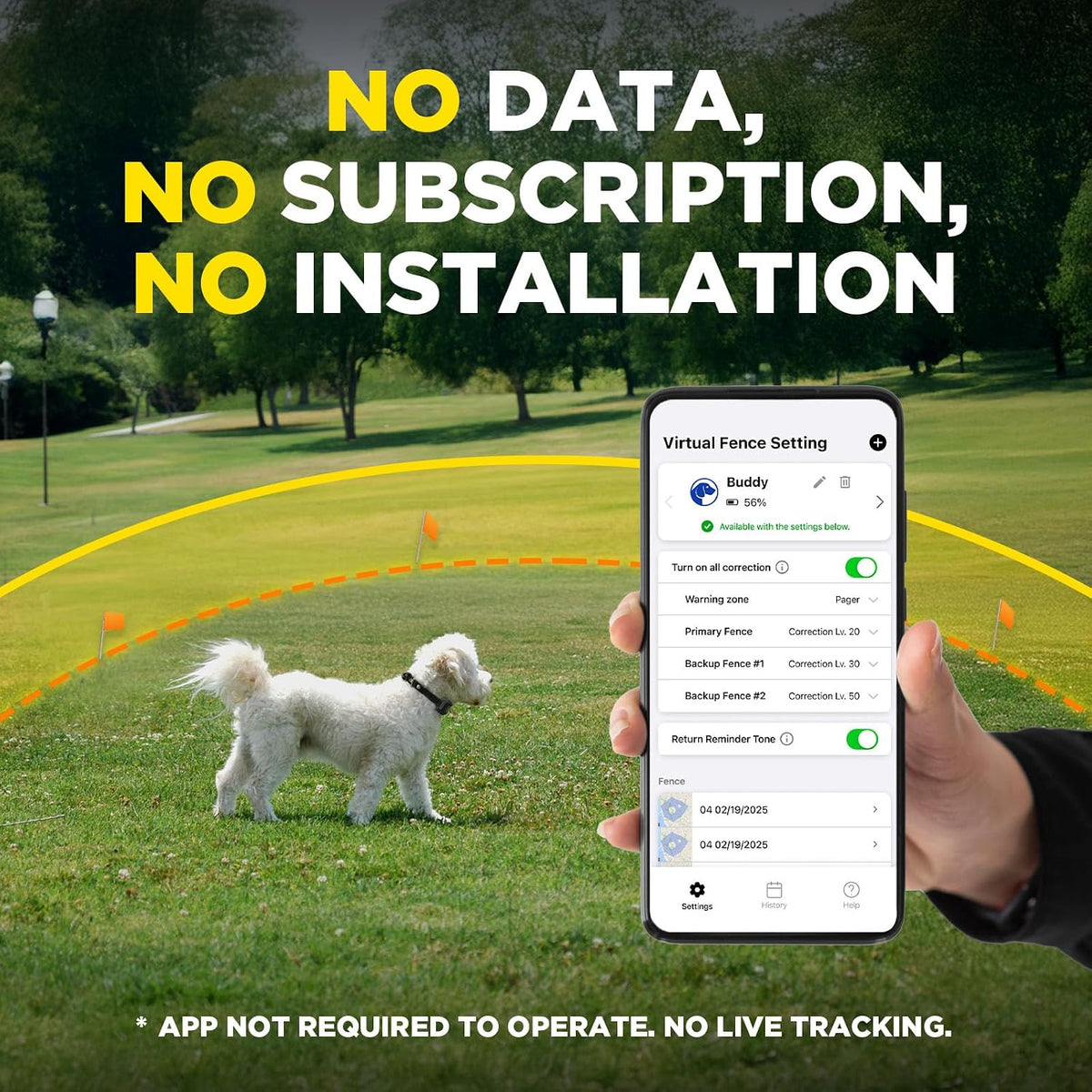 Dogtra GPS virtual dog fence package contents including the collar charger and setup documentation.