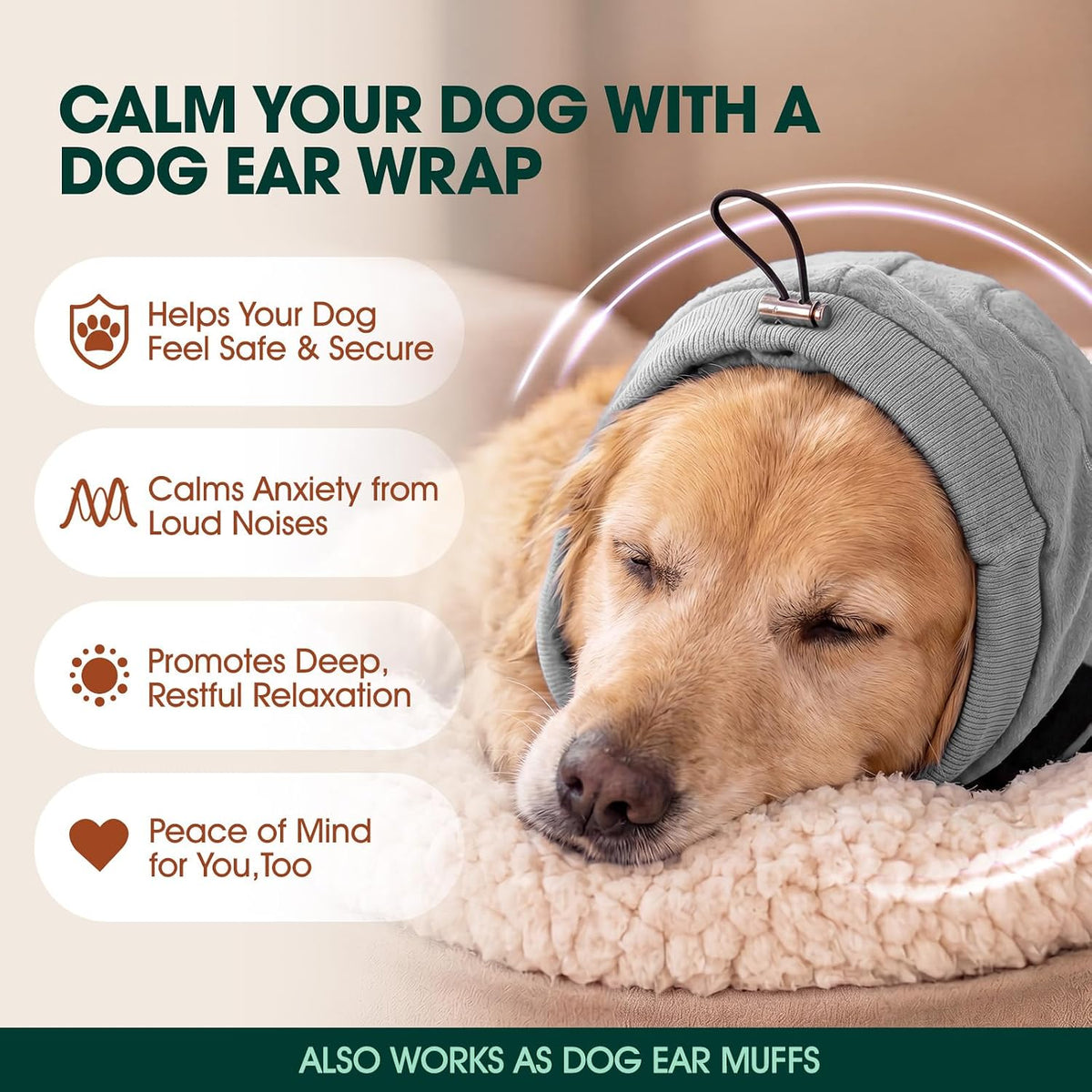 Kuoser dog sound protection hood being used during grooming blow drying.