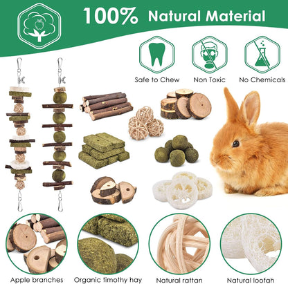 Organic timothy grass cakes and rattan balls included in the KATUMO rodent kit.