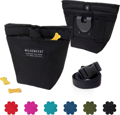Wildebeest Dog Treat Pouch, Dog Treat Bag, Dog Training Treat Pouch, Dog Travel Bag, Pet Treat Pouch, Magnetic Closure, 2 Water-Resistant Compartments, Detachable Waist Strap & Belt Clip (Navy) - Image 11