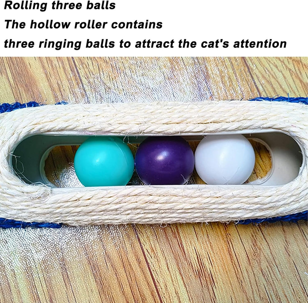 MooGlamor kitten training roller toy with internal bell balls viewed from an overhead perspective.