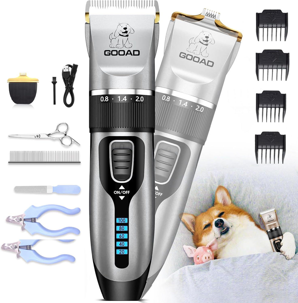 Dog Clippers for Grooming,Dog Grooming Kit for Heavy Thick Hair&Coats/Low Noise Rechargeable Cordless Hair Trimmer/Pet Shaver with Paw Trimmer for Small & Large Dogs Cats - Image 10