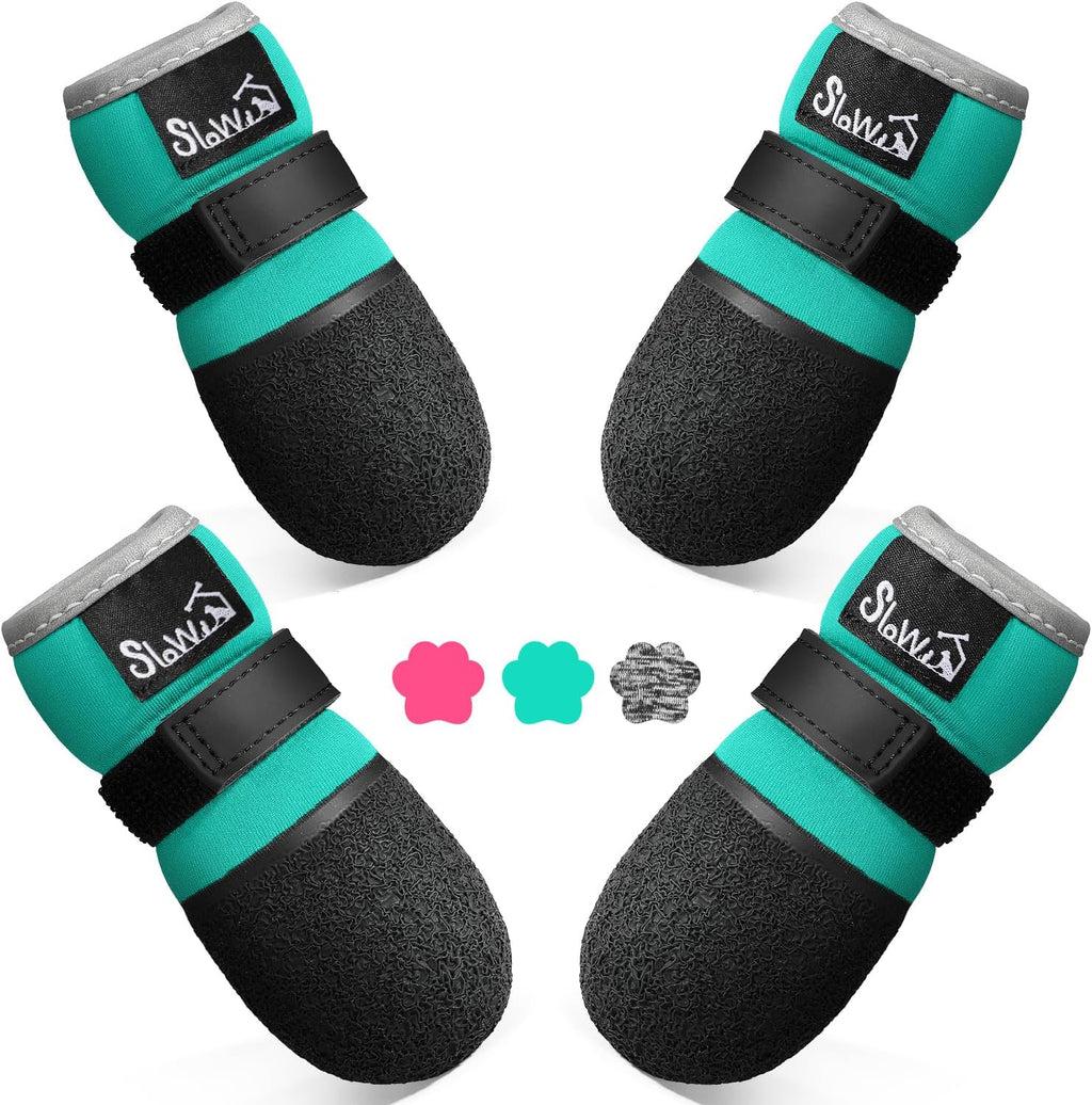 SlowTon teal breathable dog sock boots front view