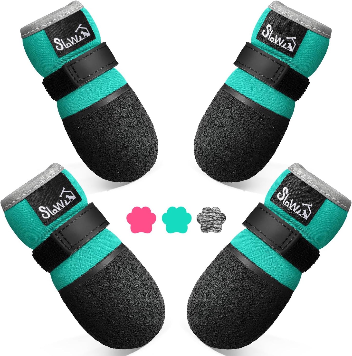 SlowTon teal breathable dog sock boots front view