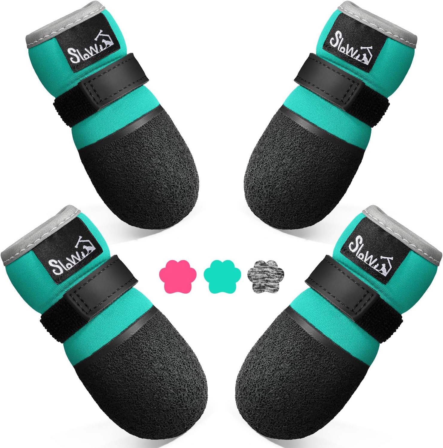 SlowTon teal breathable dog sock boots front view