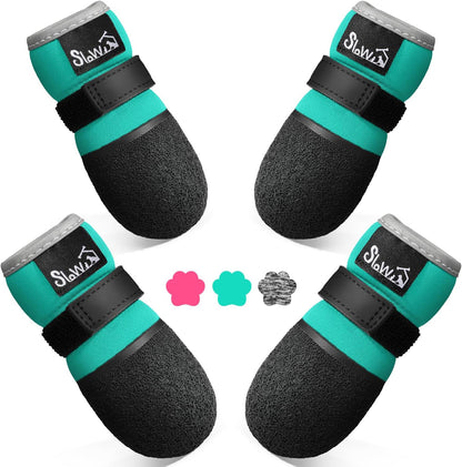 SlowTon teal breathable dog sock boots front view