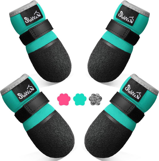 SlowTon teal breathable dog sock boots front view