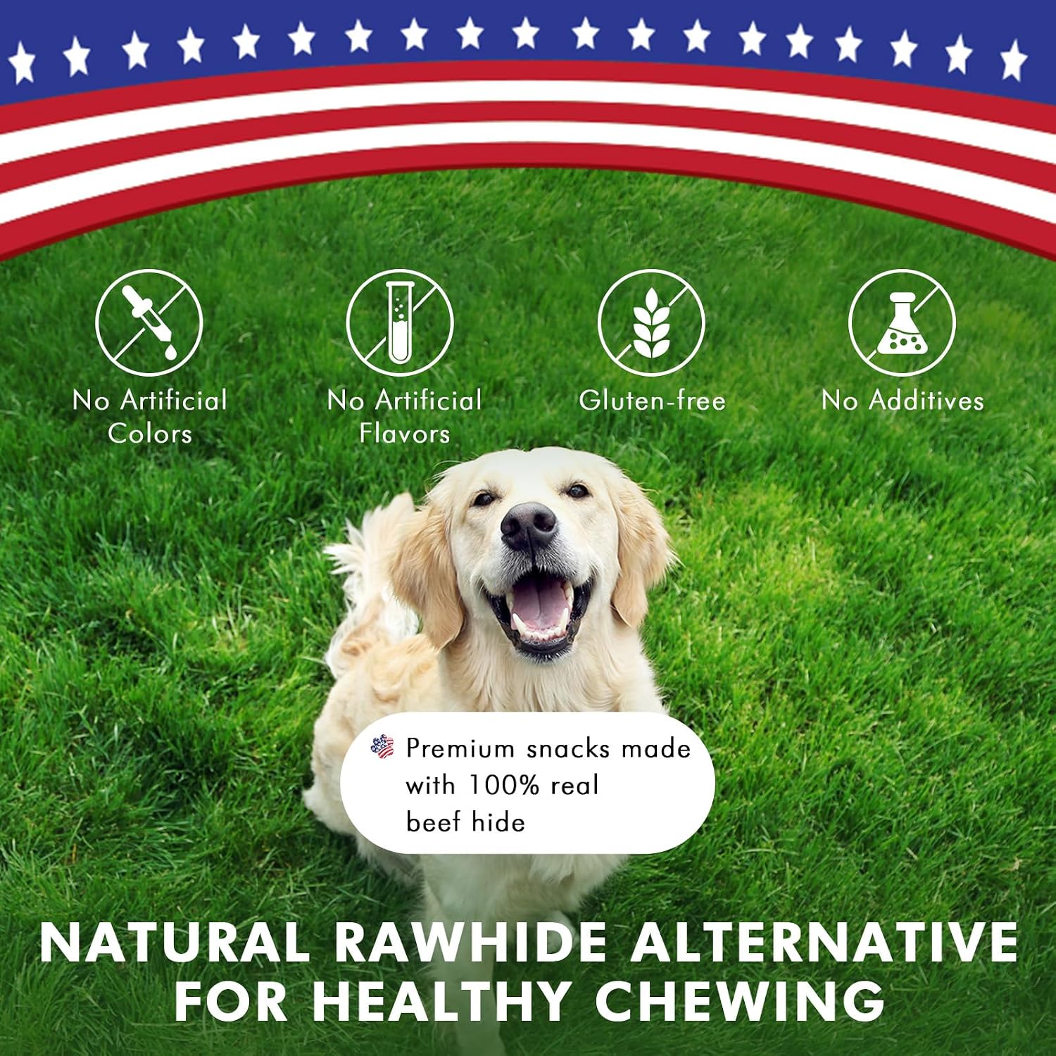 All natural grain free dog chew treats scattered on a clean surface showing texture.