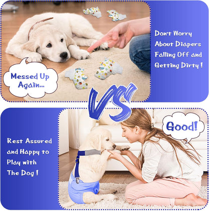 Soft fleece neck padding on pet diaper keeper straps to prevent chafing