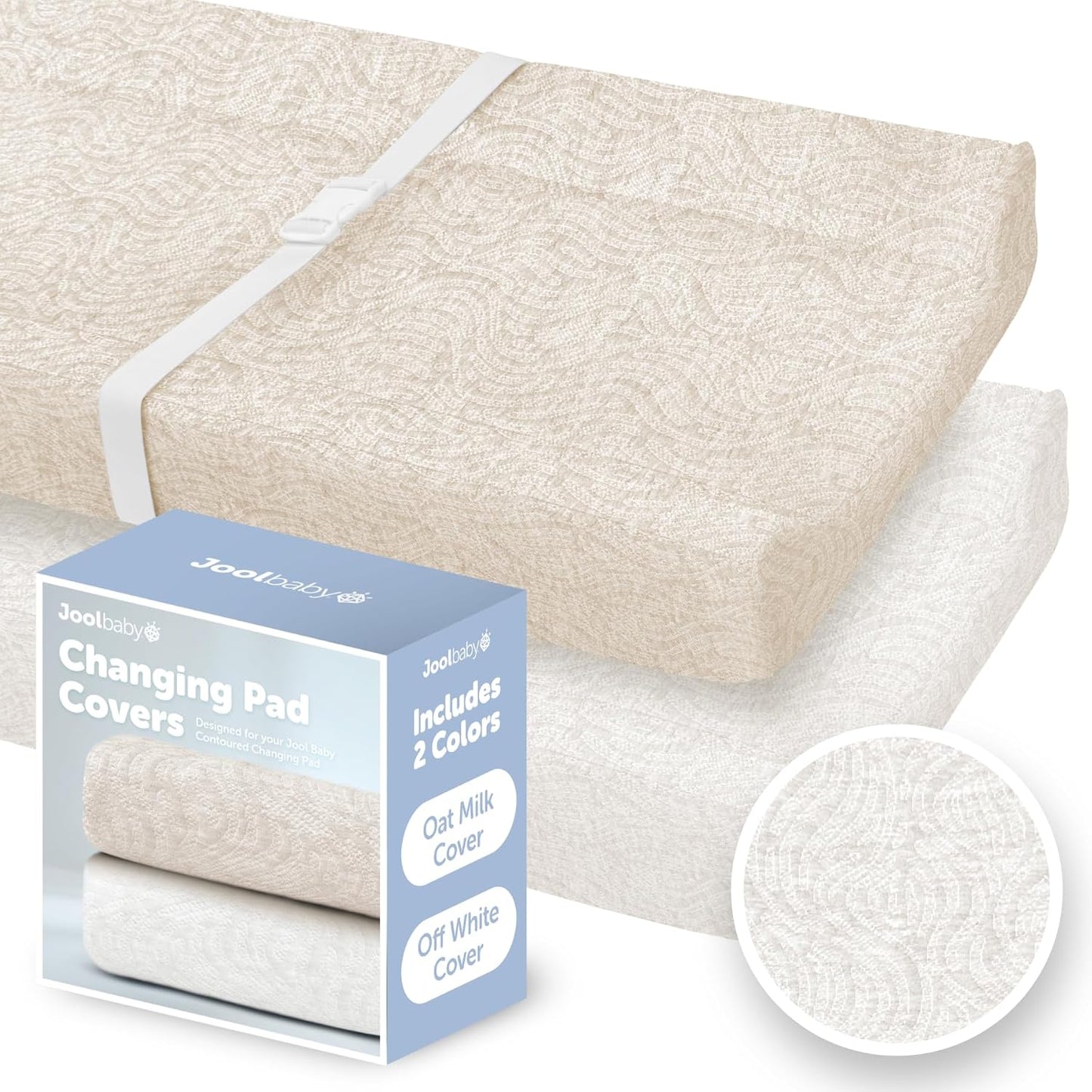 Jool Baby Changing Pad Covers front view of the two pack packaging.