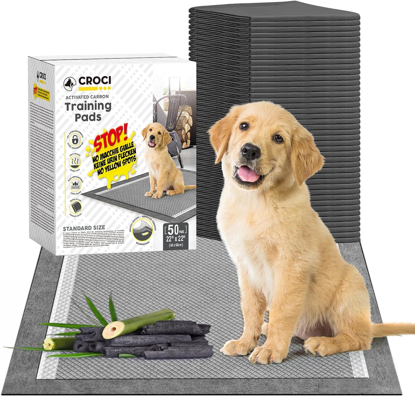 CROCI Charcoal Puppy Pads with Adhesive Tabs, 28x34in Extra Large Pee Pads for Dogs, Odor-Control Super Absorbent Quick-Dry Leak-Proof, Disposable (40 Counts) - Image 15