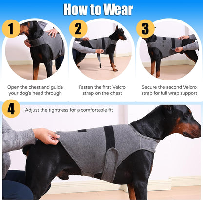 Harbyel dog anxiety jacket showing adjustable velcro straps