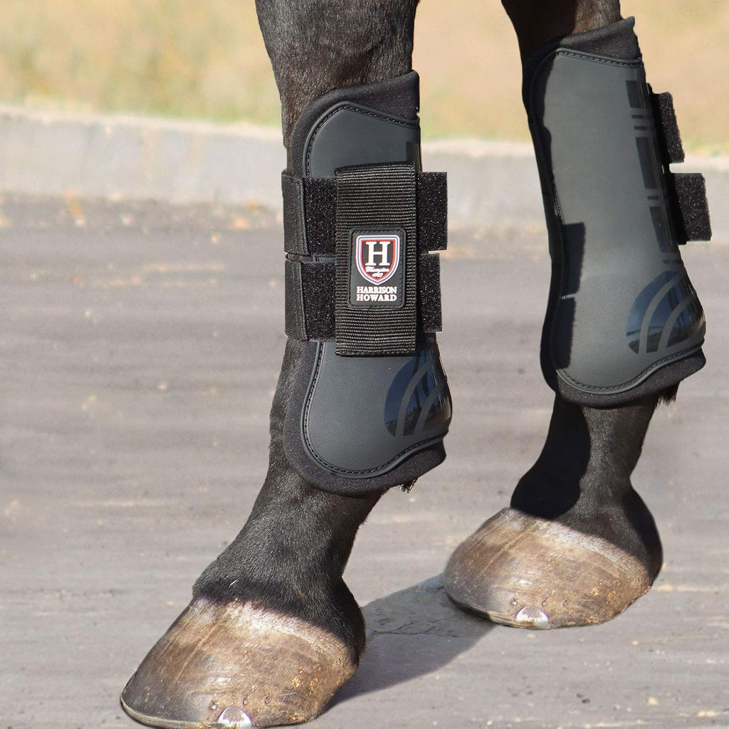 Harrison Howard open front jumping boots on horse legs side view