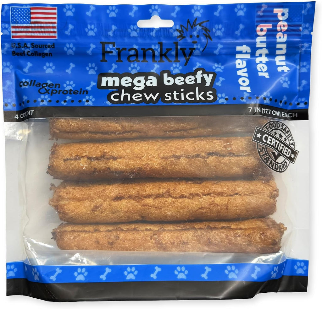 Close up of the textured bacon flavored beefy chew stick showing its premium quality